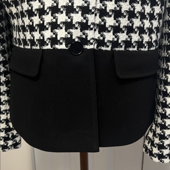 Talbots Black and White Houndstooth Colorblock Women's Collarless Jacket Size 10 - Picture 4 of 15